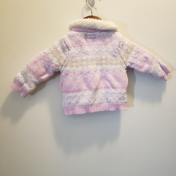 Baby Gap Pastel Fair Isle Button Up Sweater Pink - Picture 12 of 16